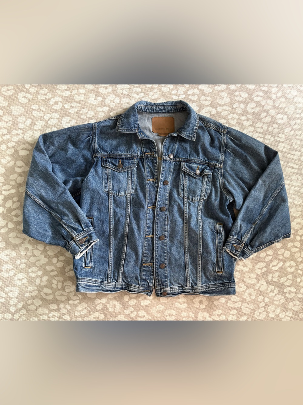 AEO size large bubble sleeve denim jacket